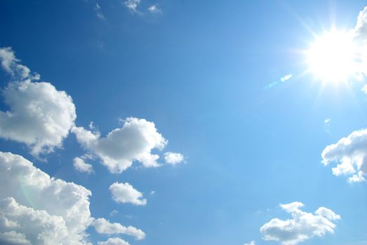 sunny sky background with tiny clouds