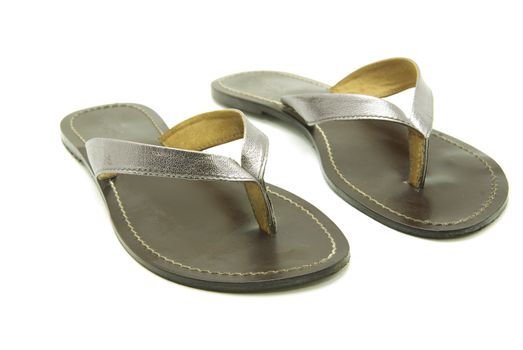 leather slippers isolated on white background