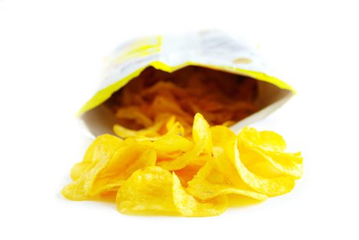  Potatoe chips isolated on a white background