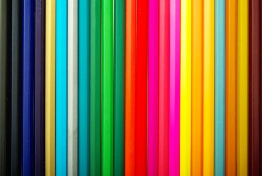  Assortment of coloured pencils  on white background
