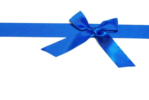 blue ribbon and bow on white background