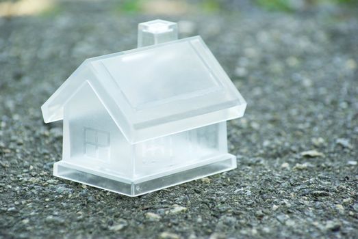 Crystal house isolated on gray background