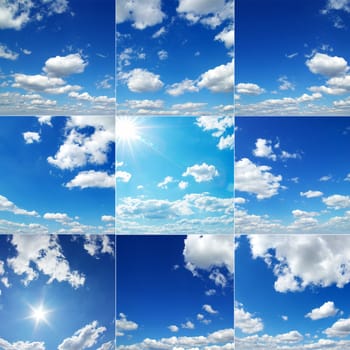 Blue sky background with tiny clouds