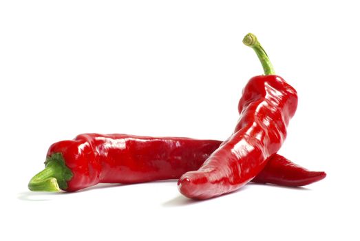 fresh red hot pepper on a white 