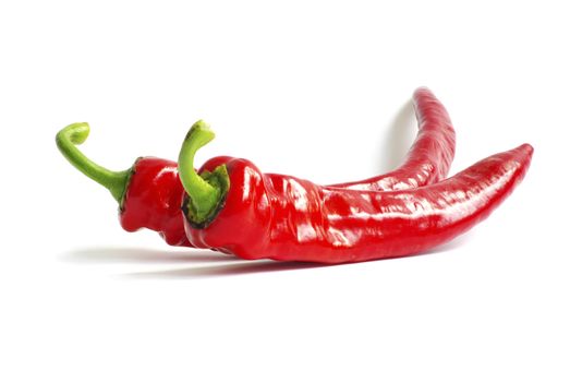 fresh red hot pepper on a white 