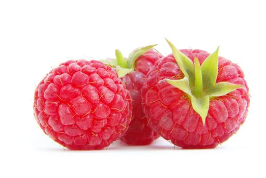 fresh raspberry closeup isolated on white background