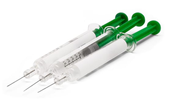Syringes isolated on a white background.