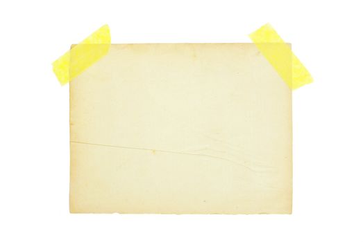 old note paper isolated on white background