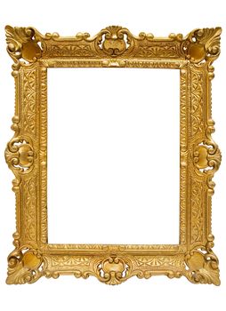 Old-fashioned baroque picture frame isolated on a white background. File contains clipping path.