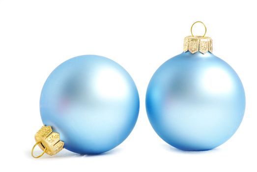 blue christmas balls  isolated on a white