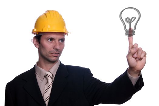 beautiful architect over white background