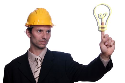 beautiful architect over white background
