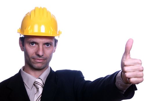 beautiful architect over white background