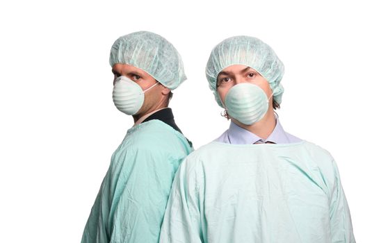 Nurses over white background studio