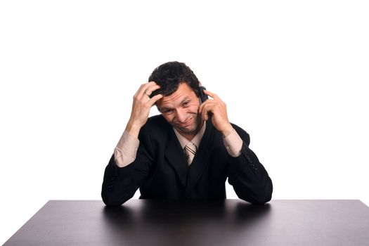 businessman over white studio background