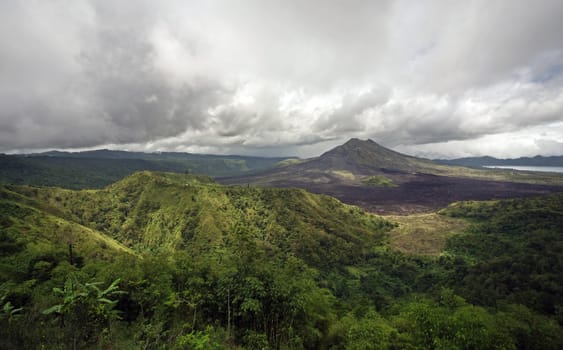 Sleeping volcano on a background of the sky. Indonesia. Bali