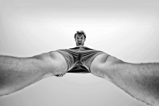 silly man over grey background