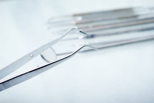 close up dental instruments  .cabinet to stomatologies.shallow DOF