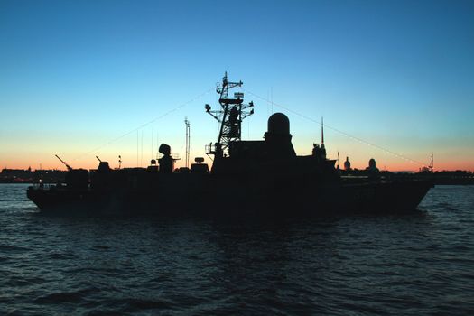 Russian warship on Neva