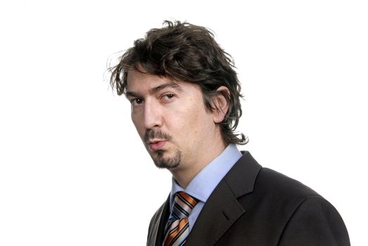 young business man standing on white background