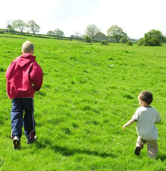 two boys playing outdoor