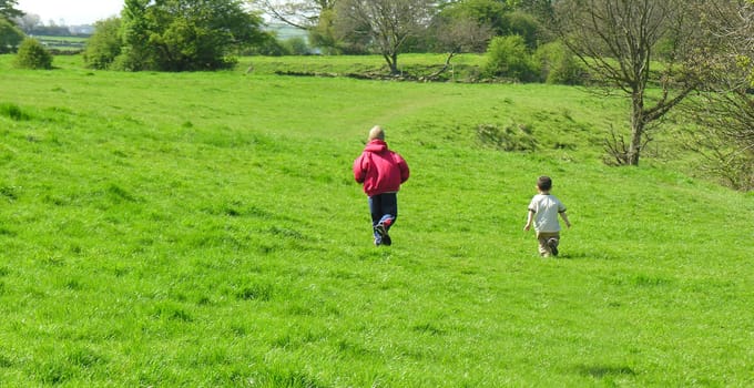 two boys playing outdoor