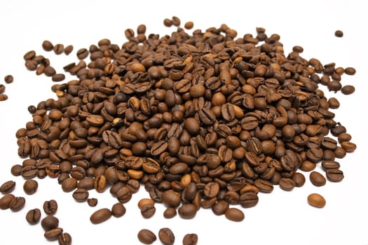 Coffee beans isolated on a white background.