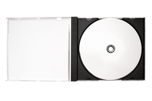 Blank CD and case isolated on a white background. File contains clipping path.