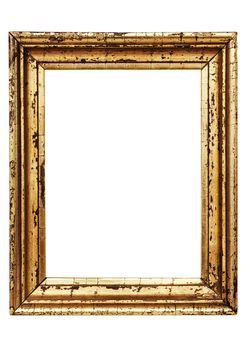 Damaged old picture frame isolated on a white background. File contains clipping path.
