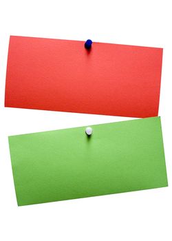 Two blank notes isolated on a white background. File contains clipping path.