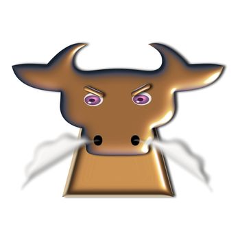 Angry bull expression. 3d illustration.