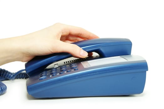 office telephone on a white  background