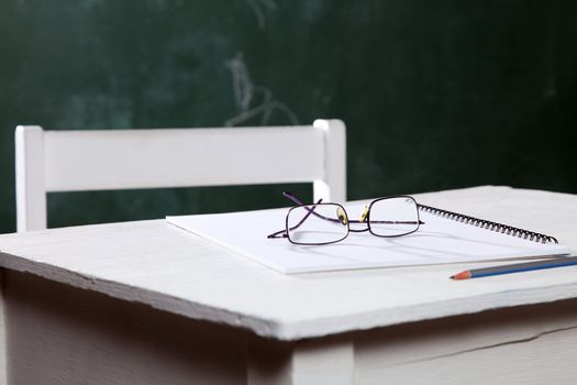 close up of the student chair and desk 