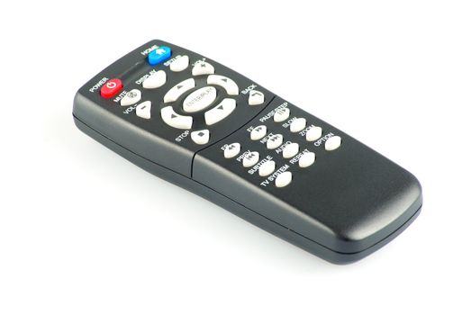 Black tv remote control isolated on white