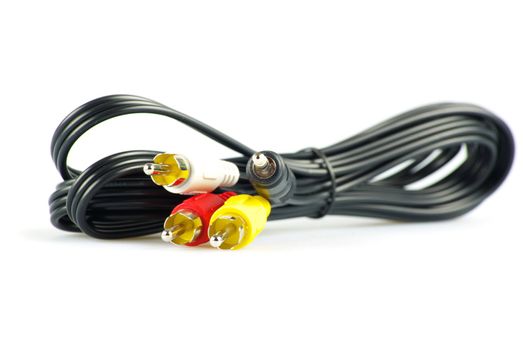 Audio visual cables isolated on white