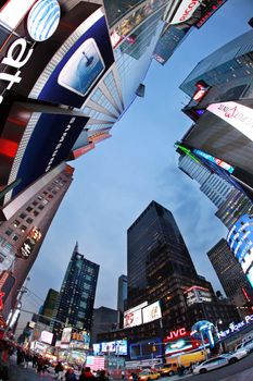 NEW YORK CITY - OCT 9: Times Square, featured with Broadway Theaters and huge number of LED signs, is a symbol of New York City and the United States, October 9, 2012 in Manhattan, New York City