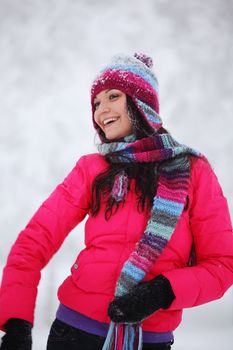 winter women close up portrait in frost forest