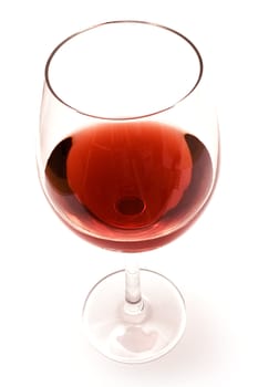 Glass of red wine isolated on a white background.
