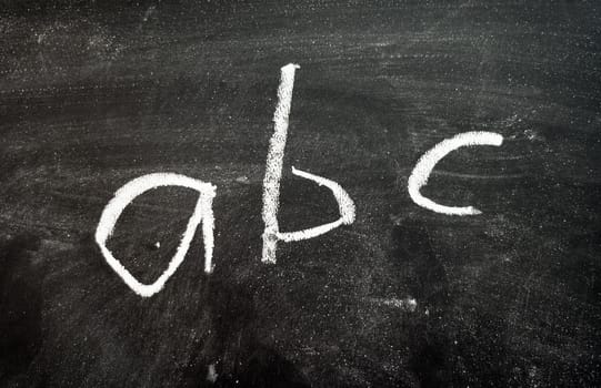 Alphabet on a ditry blackboard.
