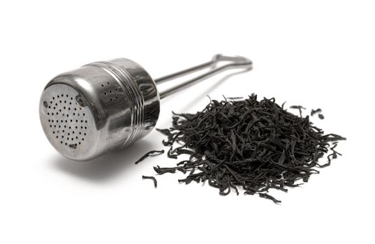 Tea egg and black tea isolated on a white background.