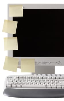 Several blank posts on a personal computer isolated on a white background. File contains clipping path.