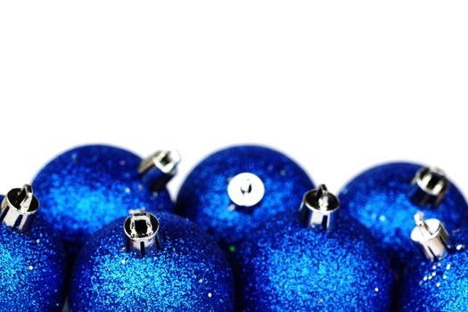 blue christmas balls isolated on white