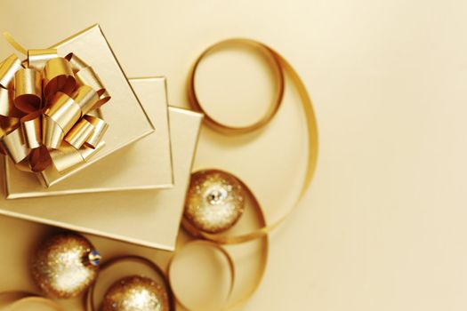 golden christmas background gifts ball