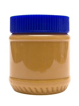 Closed glass of peanut butter isolated on a white background. File contains clipping path.