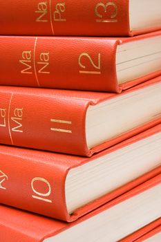 Stack of red books.