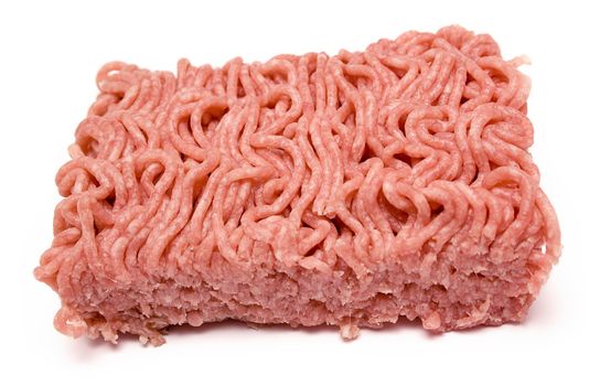 Minced red meat. Isolated on a white background.