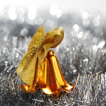 christmas bell on bokeh background