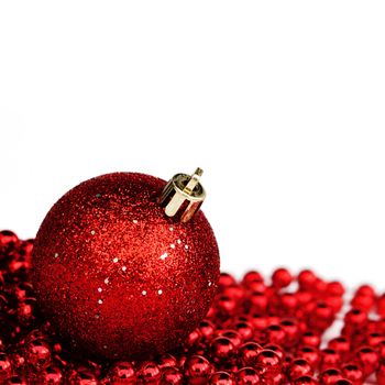 red christmas ball isolated on white background