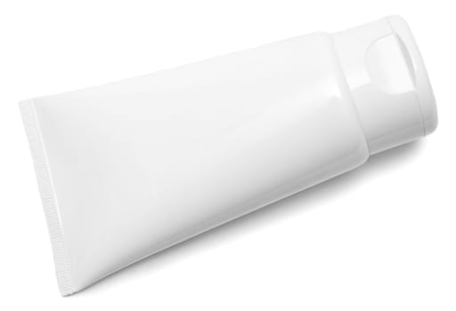 Blank white tube isolated on a white background. File contains clipping path.