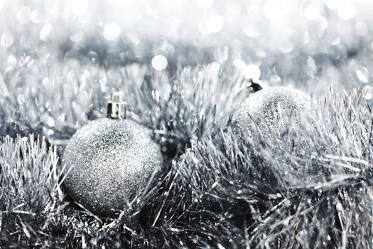 silver christmas ball on christmas background